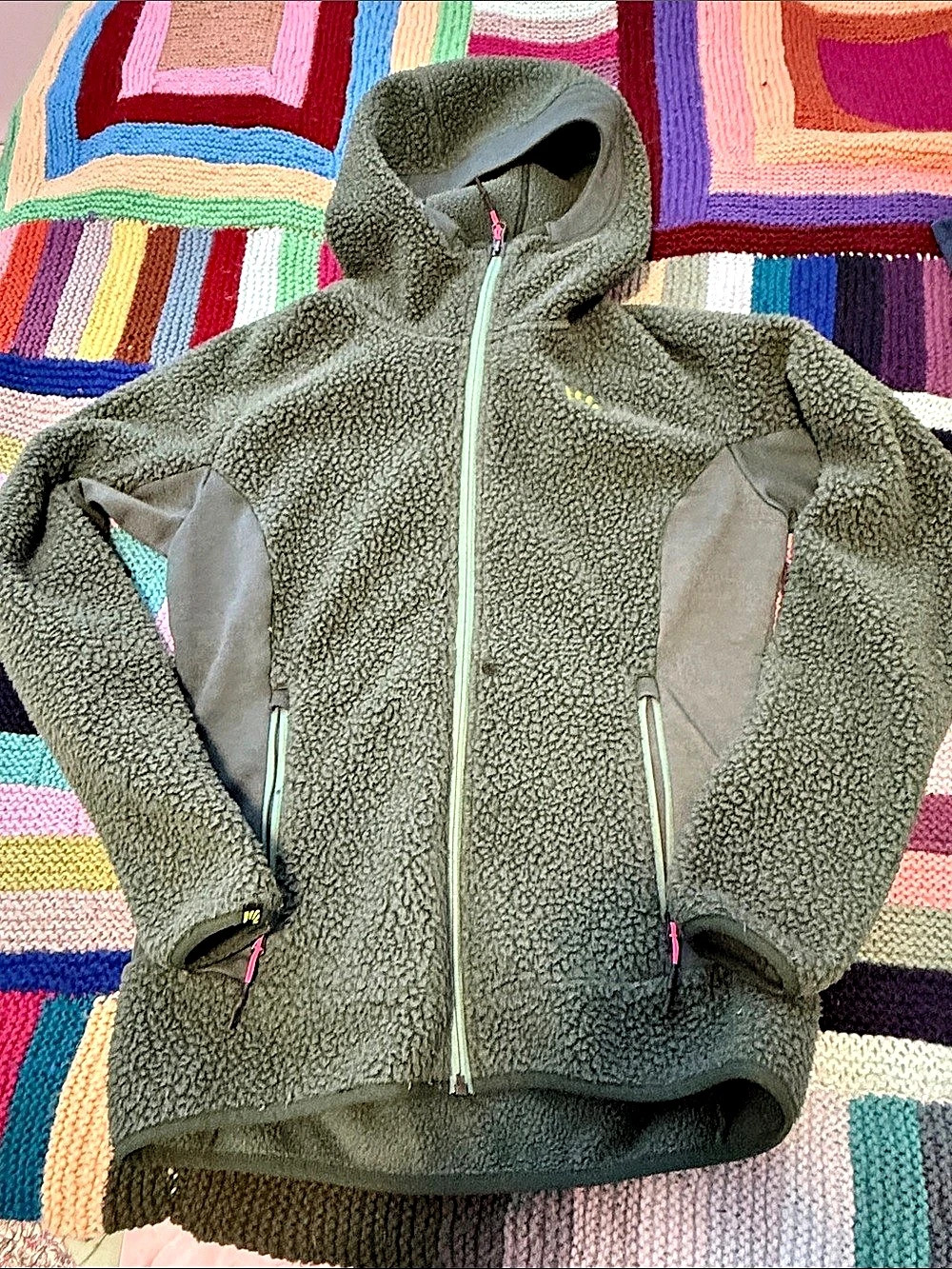 Olive Teddy Fleece Hooded Jacket Like New